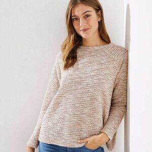 Loft Boucle Split Back Mixed Media Top